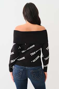 OFF-THE-SHOULDER LOGO SWEATER , image 4