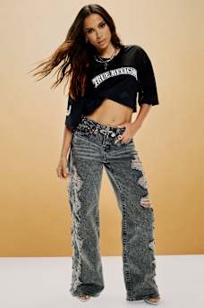 BOBBI SUPER DISTRESSED MID RISE BAGGY JEAN, image 1