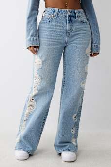 BOBBI SUPER DISTRESSED MID RISE BAGGY JEAN, image 1