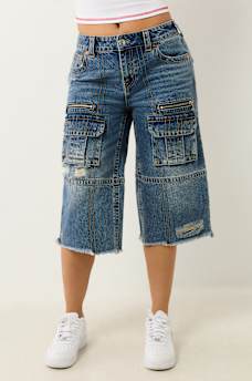 BOBBI BAGGY CARGO CAPRI JEAN, image 3