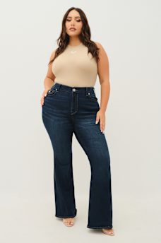 PLUS JOEY MID RISE FLAP FLARE JEAN, image 1