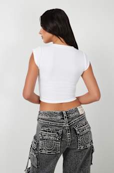 NOTCHED NECK RIB CROP TOP, image 4