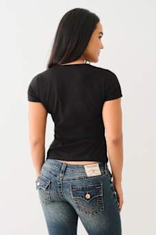 CRYSTAL TRUE RELIGION V NOTCH TEE, image 4