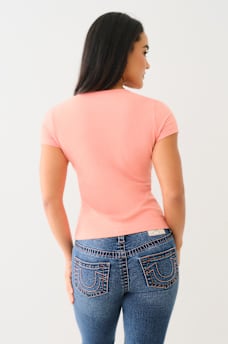 CRYSTAL TRUE RELIGION V NOTCH TEE, image 4