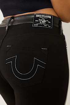BECCA FAUX LEATHER PONTE BOOTCUT JEAN, image 5