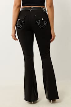 JOEY FAUX LEATHER PONTE FLARE JEAN, image 3