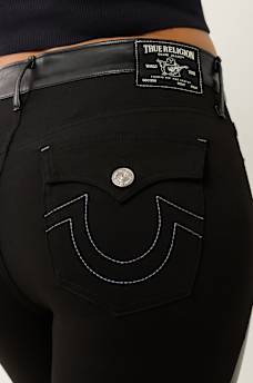 JOEY FAUX LEATHER PONTE FLARE JEAN, image 5