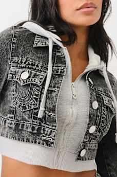 HOODED CROP COMBO JACKET, image 4