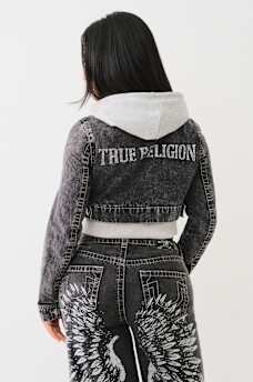 HOODED CROP COMBO JACKET, image 6