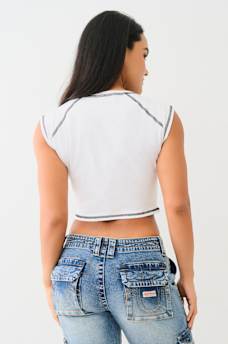 SPORTY NOTCH NECK BABY TEE, image 2