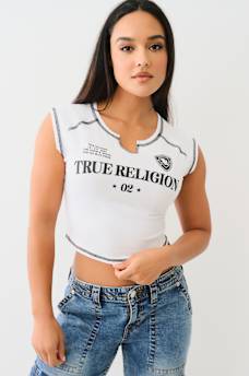 SPORTY NOTCH NECK BABY TEE, image 1