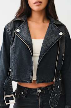 FUR TRIM DENIM MOTO JACKET, image 4