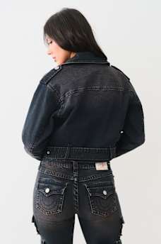 FUR TRIM DENIM MOTO JACKET, image 5