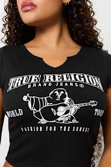 LOGO NOTCH CROP RIBBED TEE, image 1