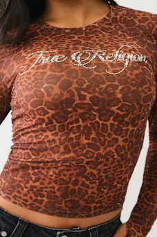  LEOPARD CRYSTAL LONG SLEEVE TOP, image 1