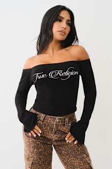 TOP ACANALADO CON HOMBROS AL DESCUBIERTO Y CRISTAL, image 2