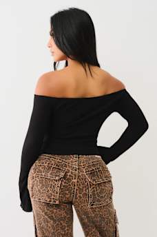 TOP ACANALADO CON HOMBROS AL DESCUBIERTO Y CRISTAL, image 5