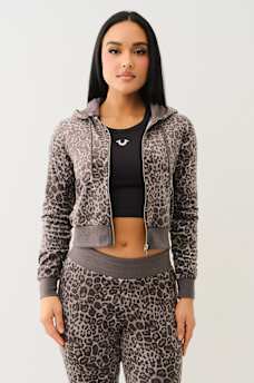 VELOUR LEOPARD ZIP HOODIE , image 6