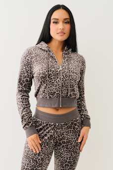 VELOUR LEOPARD ZIP HOODIE , image 1