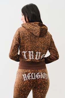 VELOUR LEOPARD ZIP HOODIE , image 2