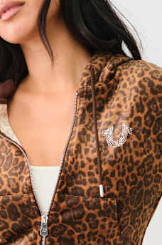 VELOUR LEOPARD ZIP HOODIE , image 5