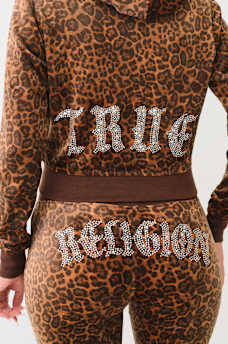 VELOUR LEOPARD ZIP HOODIE , image 6