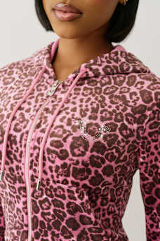 VELOUR LEOPARD ZIP HOODIE , image 6