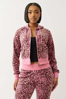 VELOUR LEOPARD ZIP HOODIE , image 7