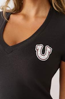 CRYSTAL BUDDHA V NECK TEE, image 6