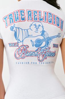 CRYSTAL BUDDHA V NECK TEE, image 1