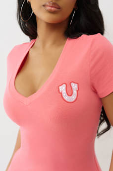 CRYSTAL BUDDHA V NECK TEE, image 5