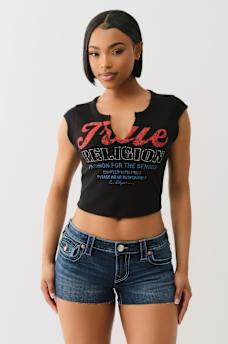 VINTAGE LOGO V NOTCH BABY TEE, image 2