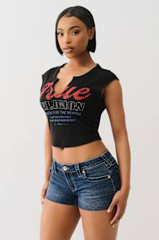 VINTAGE LOGO V NOTCH BABY TEE, image 4