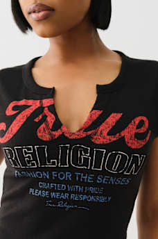 VINTAGE LOGO V NOTCH BABY TEE, image 6