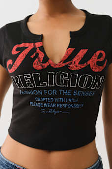 VINTAGE LOGO V NOTCH BABY TEE, image 1