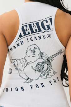 CRYSTAL BUDDHA RIBBED TANK, image 1