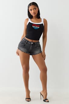 EMBROIDERED CROPPED RINGER TANK, image 3