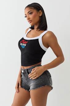 EMBROIDERED CROPPED RINGER TANK, image 4