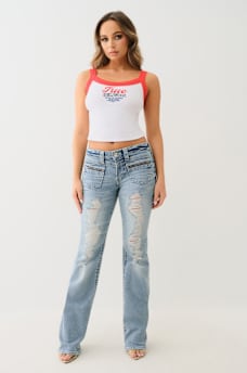 EMBROIDERED CROPPED RINGER TANK, image 3