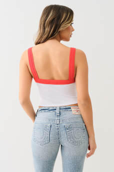 EMBROIDERED CROPPED RINGER TANK, image 5