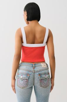 EMBROIDERED CROPPED RINGER TANK, image 5