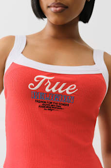EMBROIDERED CROPPED RINGER TANK, image 1