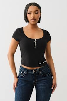 HALF ZIP RIBBED TOP, image 2