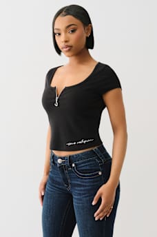 HALF ZIP RIBBED TOP, image 4