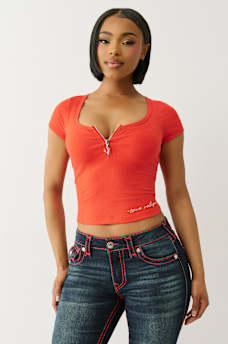 HALF ZIP RIBBED TOP, image 2