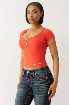HALF ZIP RIBBED TOP, image 4