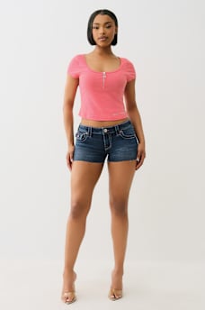 HALF ZIP RIBBED TOP, image 3