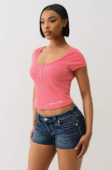 HALF ZIP RIBBED TOP, image 4