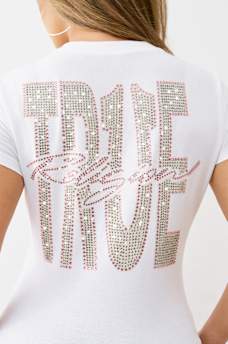 CRYSTAL TRUE LOGO V NECK TEE, image 1