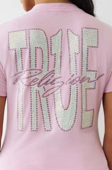 CRYSTAL TRUE LOGO V NECK TEE, image 1